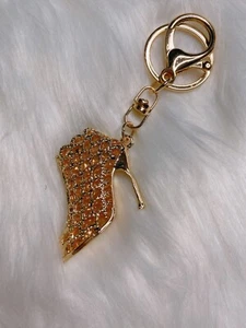 Gold High Heel Bag Charm Keychain Key Ring Car Key Fob New Women Fashion - Picture 1 of 4