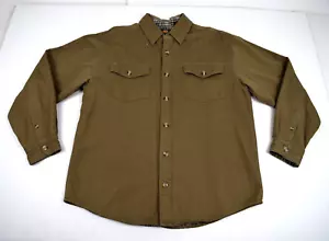 Vintage Flannel Shirt Route 66 Size M 80s Brown Drab Double Layer Plaid Lined - Picture 1 of 13