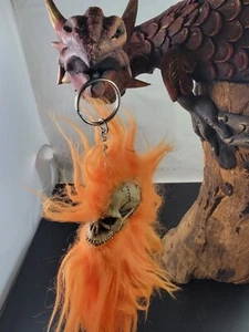 3D Skull Bone Head Keychains motorcycle Guardian gremlin angel biker auto orange - Picture 1 of 9