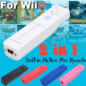 Built in Motion Plus Remote Controller & Nunchuck For Nintendo Wii/Wii U+Case US - Picture 1 of 23