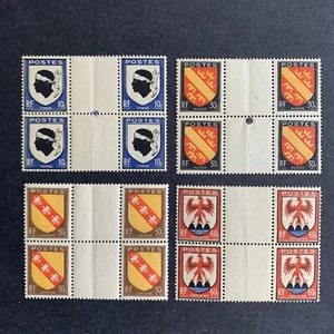 2/9054 France Stamp 1946 10-60c Set Of Gutter Blocks MNHOG Beautiful Coll - Picture 1 of 2