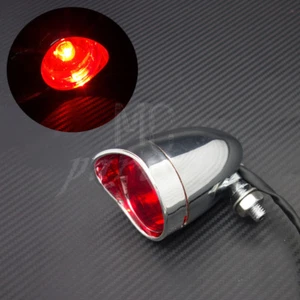 Luz de freno trasera de tope de bala cromada para motocicleta Cafe Racer Bobber Chopper  - Imagen 1 de 8