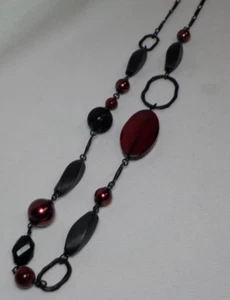COLDWATER CREEK RED & BLACK STATEMENT NECKLACE - Picture 1 of 11