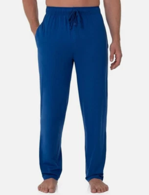 Pantalones de pijama altos Fruit of the Loom talla grande - Jersey azul tejido 100 % algodón Foto 1 de 4