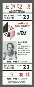 2/5/82 TRAILBLAZERS VS JAZZ TICKET STUB NM+ ADRIAN DANTLEY HOF 16 POINTS - Picture 1 of 2