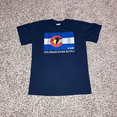 科罗拉多皮划艇用品旅游纪念品 T 恤尺寸 S 蓝色 — 第 1/3 张图片