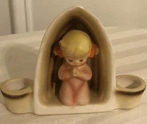 VTG 1960 HOLT HOWARD DOUBLE CANDLEHOLDER CHILD GIRL PRAYING PINK PAJAMAS - Picture 1 of 6
