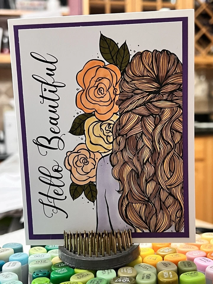 Juego de 4 cartas Angie Blom Stampin Up niña hola hermosa Foto 1 de 1