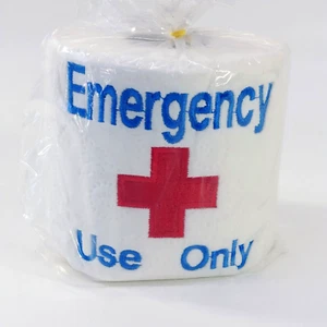 Rotolo carta igienica ricamato solo uso emergenza - regalo bavaglio scherzo - nuovo sigillato - Foto 1 di 6