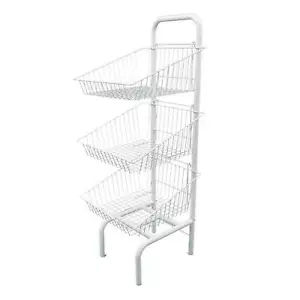 Soporte de cesta de 3 y 5 niveles pantalla de tienda blanca para pan, bocadillos, ropa o juguetes HD - Imagen 1 de 8