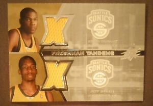 2007-08 SPX  Freshman Tandems RC Kevin Durant Jeff Green GOLD PATCH ROOKIE SONIC