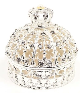 Silber Strass Perle Kristall Krone Schmuckkästchen, Schmuckkästchen, Vintage Stil  - Bild 1 von 2
