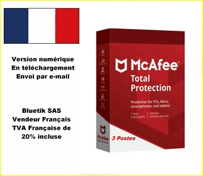 McAfee Total Protection ESD 3 Appareils PC Mac Android, iOS protection 1 an