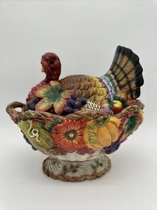 Fitz & Floyd Autumn Bounty Turkey Tureen w/ Lid Discontinued Thanksgiving Bowl - Picture 1 of 7