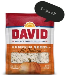 DAVID Pumpkin Seeds Roasted & Seasoned All Natural & Salted LOT OF 2/ 5.0Oz - Picture 1 of 5