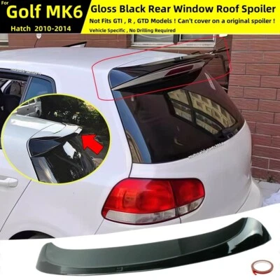 Fits 2010-2014 VW Golf MK6 Hatchback Glossy Black Rear Window Spoiler Roof Wing - Image 1 of 4