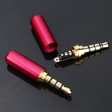 3 PK Gold 4 Pole 3.5mm Male Repair headphone Jack Plug Audio Soldering RED** DIY