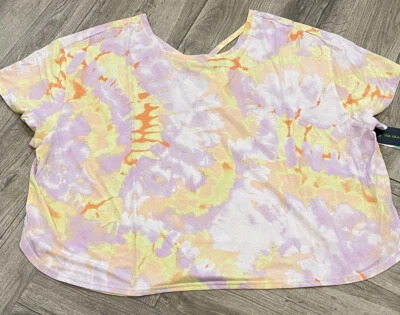 Tek Gear Performance Top Cross Back Tie Dye  Short Sleeve Top Plus Sizes - Image 1 of 3