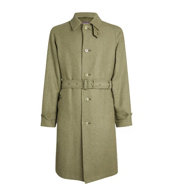 Ralph Lauren Purple Label Silk Wool Balmacaan Belted Top Coat 46 R New $2995 - Image 1 of 4