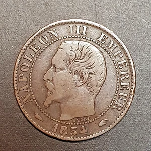 France 5 Centimes 1854 Napoleon III Bronze Coin France French - Bild 1 von 5