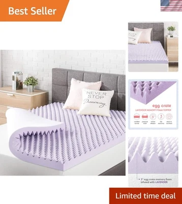 Comfortante adorno de espuma viscoelástica con infusión de lavanda de 3 pulgadas - colchón de tamaño doble Foto 1 de 4