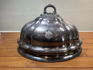 Reed and Barton Plato Grande Plateado Cúpula de Carne Marcada 1725, con Monograma 11 x 16. - Imagen 1 de 15