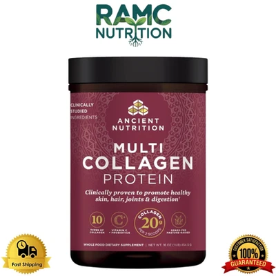 Proteína em pó de colágeno Ancient Nutrition com probióticos, sem sabor, 16 oz - Imagem 1 de 4