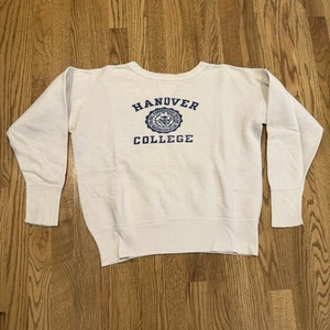 Vintage Hanover College Single V Crewneck Sweatshirt 22.5x21.5 Distressed Vtg - Picture 1 of 10