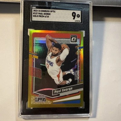 Clippers Panini Donruss Optic Paul George #/10 Gold Prizm 157 2023/24 SGC 9 como nuevos Foto 1 de 2