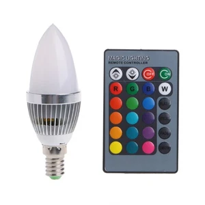 E14 3W RGB LED 15 Colors Changing Light Bulb Lamp for w/Remote Control AC - Picture 1 of 9