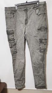 Pantalones de mezclilla ajustados Serenede gris ajustados tiro medio bolsillo cargo talla 42 para hombre - Imagen 1 de 6