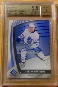 2017-18 UD SP Game Used Auston Matthews AUTO #1 Blue First Year BGS 9.5 Auto 9 - Picture 1 of 7