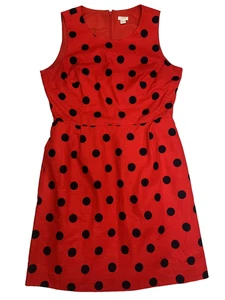 Abito tubino J.CREW donna rosso lady bug tg 12 foderato senza maniche zip anni 60 - Foto 1 di 10