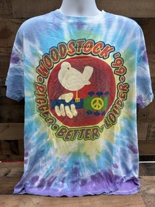 Maglietta concerto vintage Woodstock 99 - Roma NY 1999 (extra large) tie dye - Foto 1 di 6