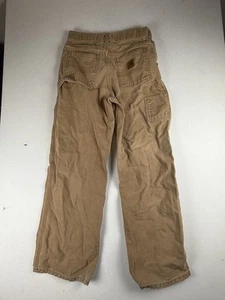 Carhartt Pants Boys Youth 14 26x27 Brown Canvas Carpenter - Picture 1 of 11