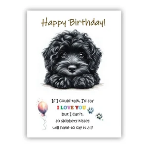 Birthday Card from the dog. Cavapoo black dog Birthday card. Dog Lovers Card. - Picture 1 of 1