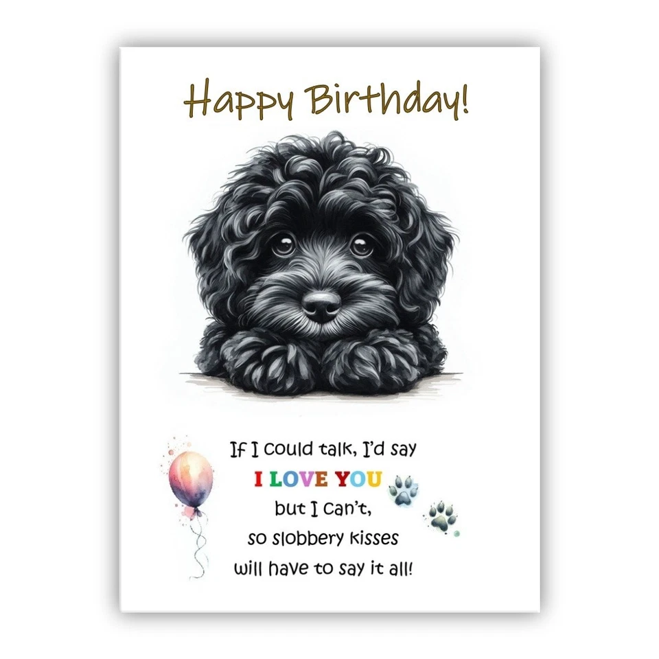 Birthday Card from the dog. Cavapoo black dog Birthday card. Dog Lovers Card. - Image 1 of 1