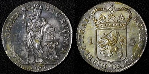 Netherlands UTRECHT Silver 1794 1 Gulden Last Year Type Toned KM# 102.3 (222) - Picture 1 of 3