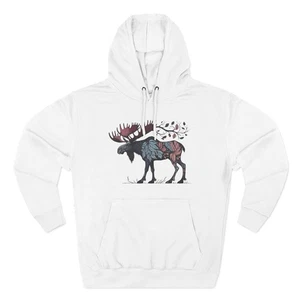 Cozy Moose Design Fleece Hoodie, Winter Apparel, Outdoor Gear, Unisex, Gift Idea - Picture 1 of 29