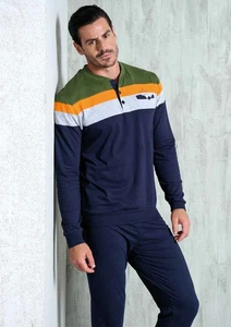 Herren Schlafanzug Baumwolljersey Langarm Navigare 141807 - Bild 1 von 2