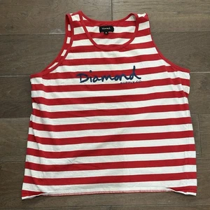 Men’s Diamond Supply Co Tank Top 2X Red White Striped XXL Shirt - Picture 1 of 4