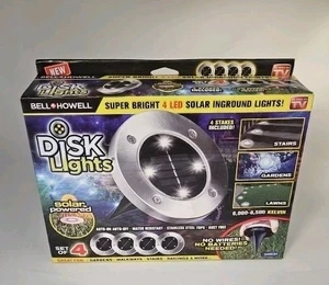 Bell + Howell kabelloses 4er-Pack LED-Scheiben-Wegelicht 10 Stunden Beleuchtung Dämmerung bis Morgengrauen - Bild 1 von 6