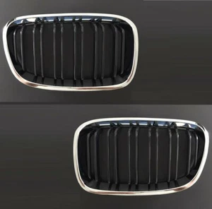 2 GRILLE DE CALANDRE DOUBLE LAME CHROME ET NOIR BMW SERIE 1 F20 / F21 PHASE 1 - Picture 1 of 3