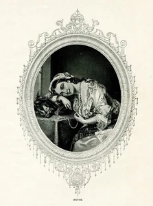 Ianthe classical woman in mirror, from The Summer Fete, 1902 vintage engraving - Picture 1 of 3