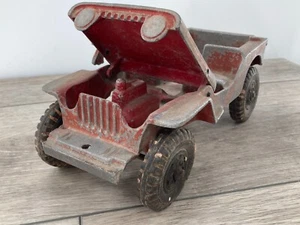 Vintage Oglesby Cast Aluminum Willys Jeep Red With Lumar Marx Rubber Tires 1950s - Picture 1 of 16