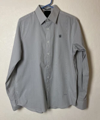 Camisa G Star Raw Correctline para hombre talla grande con botones azul blanco a rayas Foto 1 de 4