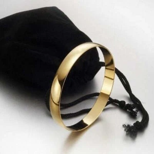 18ct Heavy Yellow Gold Plated Plain Women's Bangle - USA Made - Picture 1 of 7