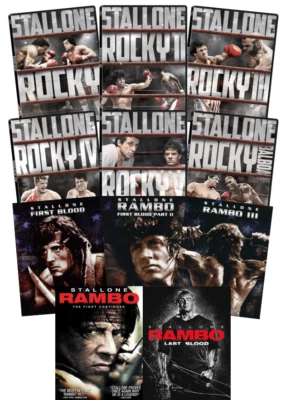 Rambo First Blood:  1,2,3,4 & 5 / Rocky 1,2,3,4,5 & 5 [DVD, Collection] NEW - Image 1 of 3