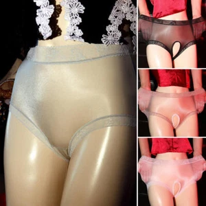 Plus Size Sexy See-through Shiny Knickers Briefs Underwear Lace Panties Lingerie - Picture 1 of 21