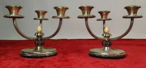 COUPLE DE CHANDELIERS DE 3 FEUX. ARGENT. 800/1000 ITALIE (?). CIRCA 1950 - Picture 1 of 1